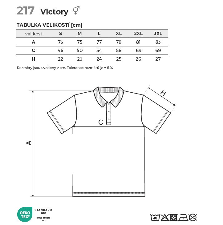 217 Victory polokošile unisex Tabulka velikostí